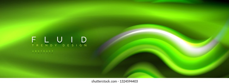 Color fluido de fondo de líneas de onda de neón, neón color líquido plantilla de pintura futurista, ilustración vectorial