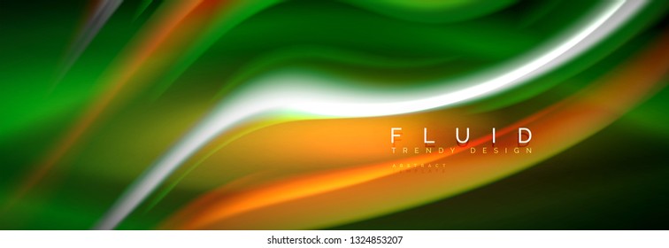 Color fluido de fondo de líneas de onda de neón, neón color líquido plantilla de pintura futurista, ilustración vectorial