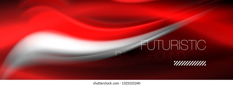 Fluid color neon wave lines background, neon liquid color futuristic paint template, vector illustration