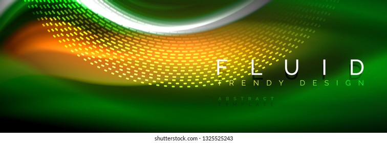Color fluido de fondo de líneas de onda de neón, neón color líquido plantilla de pintura futurista, ilustración vectorial