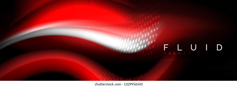 Fluid color neon wave lines background, neon liquid color futuristic paint template, vector illustration