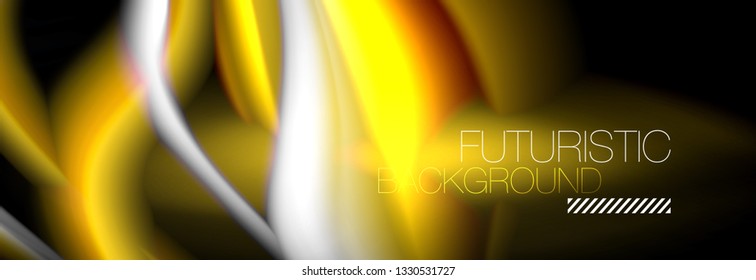 Fundo de linhas de onda de néon de cor fluida, modelo de pintura futurista de cor líquida de néon, ilustração de vetor