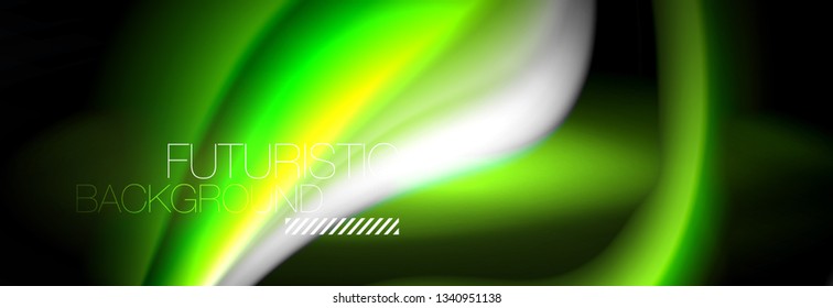 Fluid color neon wave lines background, neon liquid color futuristic paint template, vector illustration