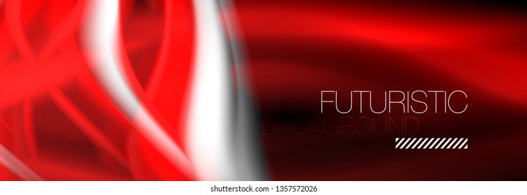 Color fluido de fondo de líneas de onda de neón, neón color líquido plantilla de pintura futurista, ilustración vectorial