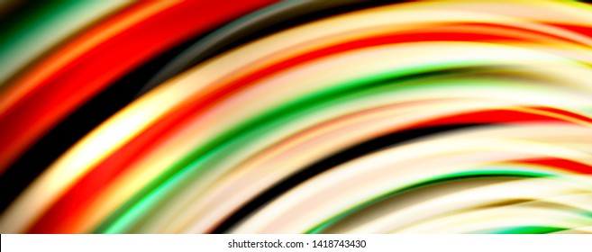 Color fluido estilo arcoiris ondulación fondo abstracto, diseño tecno moderno sobre negro. Vector