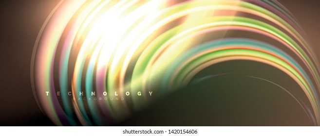 Color fluido estilo arcoiris ondulación fondo abstracto, diseño tecno moderno sobre negro. Vector