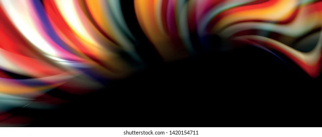 Flüssige Farbe Regenbogen-Stil Welle abstrakte Hintergrund, Techno-modernes Design auf Schwarz. Vektorgrafik