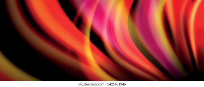 Flüssige Farbe Regenbogen-Stil Welle abstrakte Hintergrund, Techno-modernes Design auf Schwarz. Vektorgrafik
