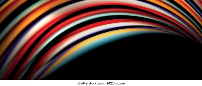 Flüssige Farbe Regenbogen-Stil Welle abstrakte Hintergrund, Techno-modernes Design auf Schwarz. Vektorgrafik