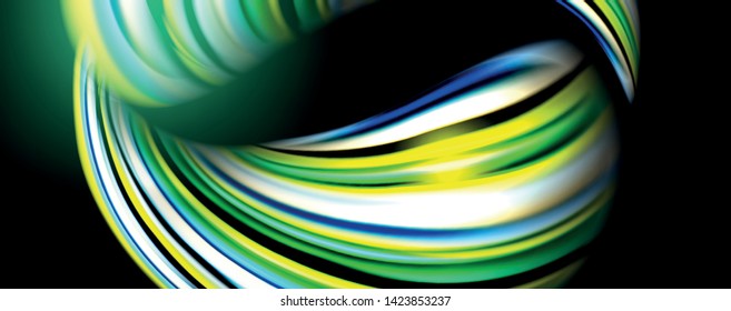 Color fluido estilo arcoiris ondulación fondo abstracto, diseño tecno moderno sobre negro. Vector