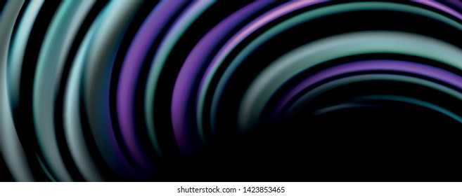 Color fluido estilo arcoiris ondulación fondo abstracto, diseño tecno moderno sobre negro. Vector