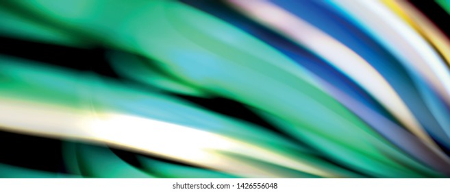 Fluid color rainbow style wave abstract background, techno modern design on black. Vector