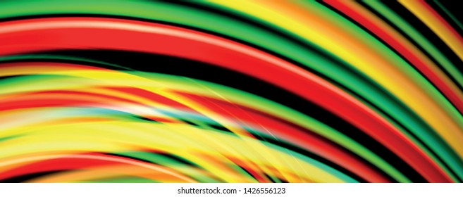 Fluid color rainbow style wave abstract background, techno modern design on black. Vector