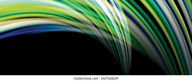 Flüssige Farbe Regenbogen-Stil Welle abstrakte Hintergrund, Techno-modernes Design auf Schwarz. Vektorgrafik