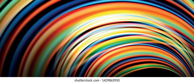 Color fluido estilo arcoiris ondulación fondo abstracto, diseño tecno moderno sobre negro. Vector