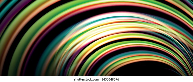 Color fluido estilo arcoiris ondulación fondo abstracto, diseño tecno moderno sobre negro. Vector