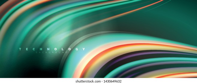 Color fluido estilo arcoiris ondulación fondo abstracto, diseño tecno moderno sobre negro. Vector