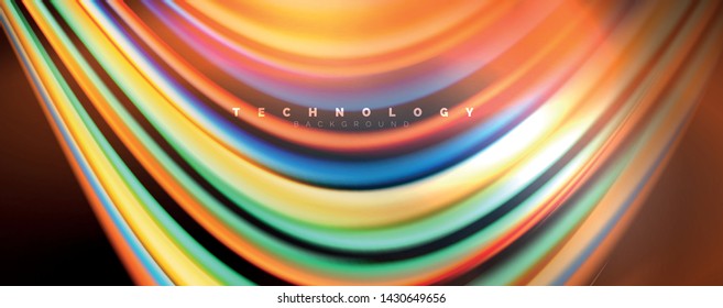 Flüssige Farbe Regenbogen-Stil Welle abstrakte Hintergrund, Techno-modernes Design auf Schwarz. Vektorgrafik