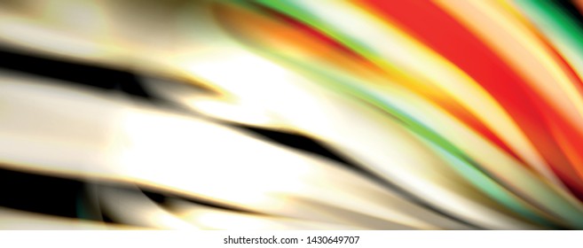 Fluid color rainbow style wave abstract background, techno modern design on black. Vector