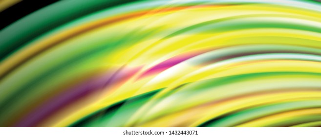 Fluid color rainbow style wave abstract background, techno modern design on black. Vector