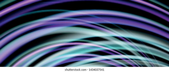 Fluid color rainbow style wave abstract background, techno modern design on black. Vector
