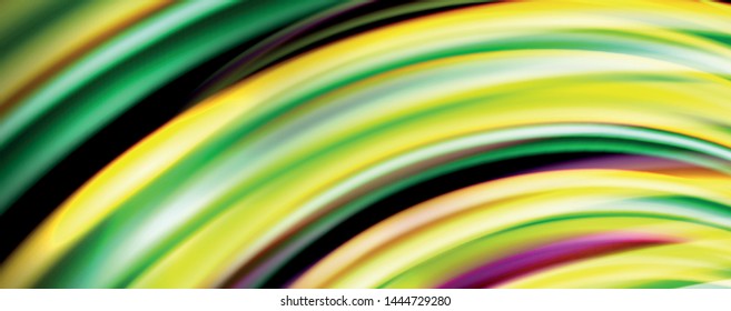 Fluid color rainbow style wave abstract background, techno modern design on black. Vector