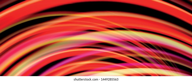 Fluid color rainbow style wave abstract background, techno modern design on black. Vector