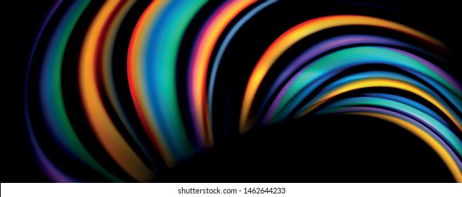 Flüssige Farbe Regenbogen-Stil Welle abstrakte Hintergrund, Techno-modernes Design auf Schwarz. Vektorgrafik