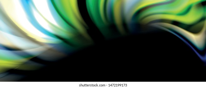 Color fluido estilo arcoiris ondulación fondo abstracto, diseño tecno moderno sobre negro. Vector