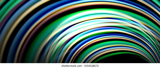 Fluid color rainbow style wave abstract background, techno modern design on black. Vector