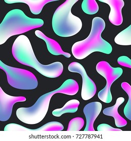 Fluid color seamless pattern modern bold camouflage cover. Colorful bubble shapes motion lamp vector composition. Trendy minimal design