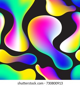 Fluid color seamless pattern modern bold camouflage cover. Colorful bubble shapes motion lamp vector composition. Trendy minimal design
