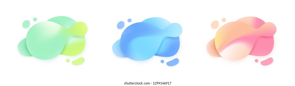 	
Fluid color set. Liquid gradient forms, Isolated gradient waves with splash, Abstract shapes composition.Dynamic  Flowing Fluid design for logo, flyers or presentstion Eps10 vector.