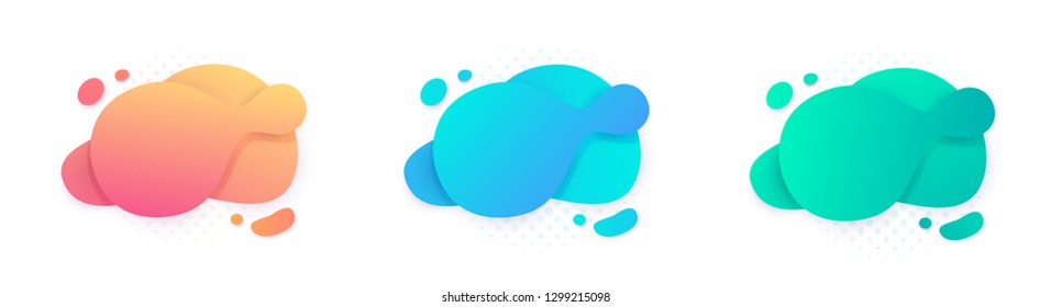 Fluid color set. Liquid gradient forms, Isolated gradient waves with splash, Abstract shapes composition.Dynamic  Flowing Fluid design for logo, flyers or presentstion Eps10 vector.