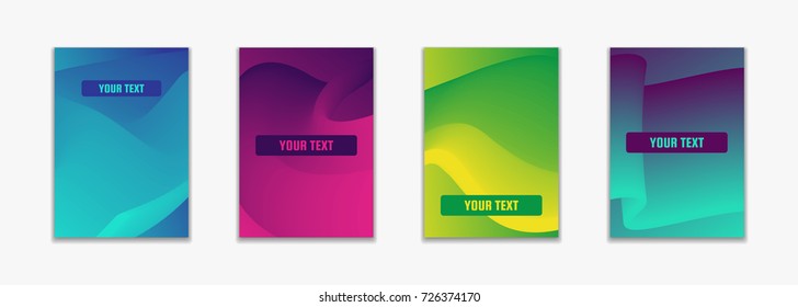 Fluid color simple covers. Colorful gradient geometric shapes composition. Trendy minimal design of vector illustration. For business card, advertising, party event, abstract hipster banner, journal