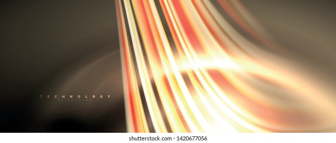 Fluid color swirls on black. Modern background with trendy design. Vector rainbow style