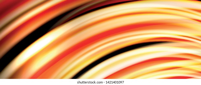 Fluid color swirls on black. Modern background with trendy design. Vector rainbow style