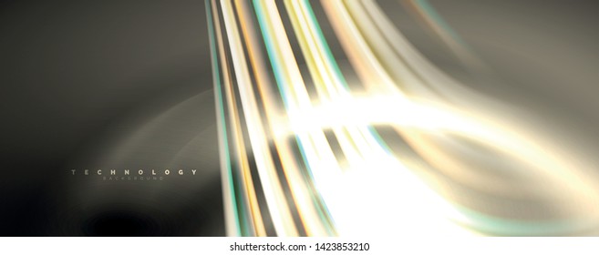 Fluid color swirls on black. Modern background with trendy design. Vector rainbow style