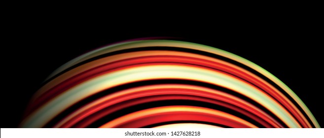 Fluid color swirls on black. Modern background with trendy design. Vector rainbow style