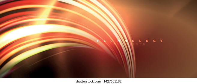 Fluid color swirls on black. Modern background with trendy design. Vector rainbow style