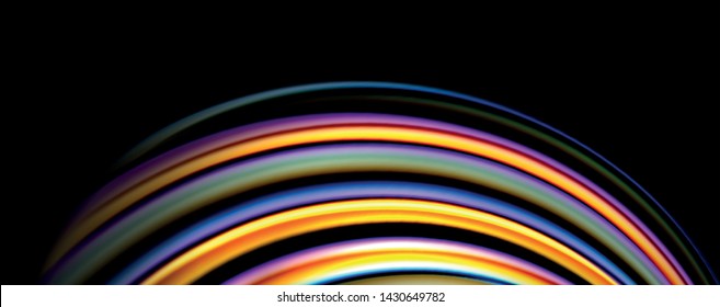 Fluid color swirls on black. Modern background with trendy design. Vector rainbow style