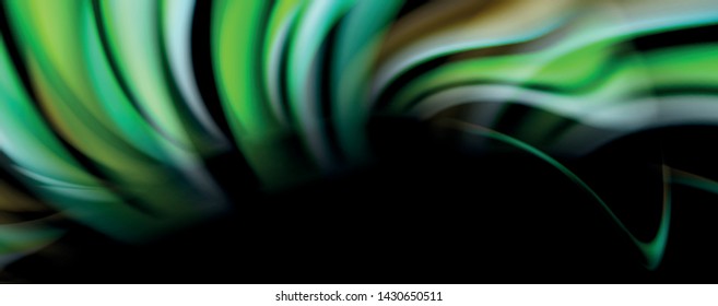 Fluid color swirls on black. Modern background with trendy design. Vector rainbow style