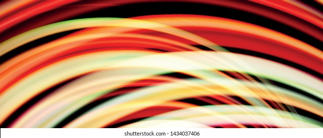 Fluid color swirls on black. Modern background with trendy design. Vector rainbow style