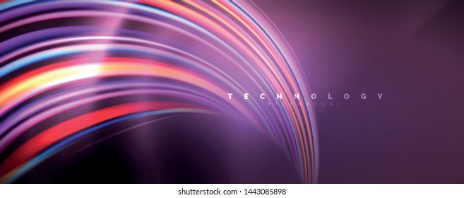 Fluid color swirls on black. Modern background with trendy design. Vector rainbow style