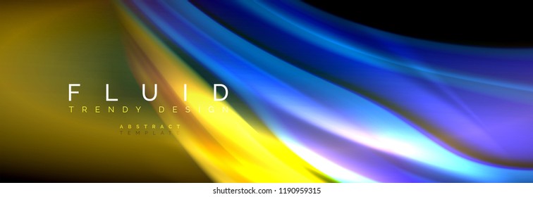 Fondo de la línea de onda de color fluido. Plantilla de diseño abstracto a la moda para presentación de negocios o tecnología, portada de póster de internet o de folletos web, fondo de pantalla. Ilustración del vector