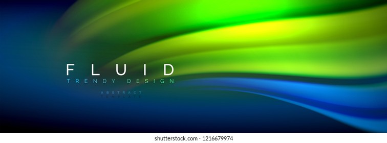 Fondo de la línea de onda de color fluido. Plantilla de diseño abstracto a la moda para presentación de negocios o tecnología, portada de póster de internet o de folletos web, fondo de pantalla. Ilustración del vector