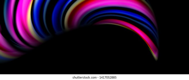 Fluid color waves with light effects, vector abstract background, modern template