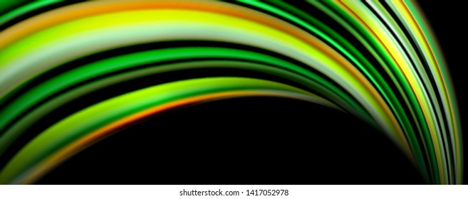 Fluid color waves with light effects, vector abstract background, modern template