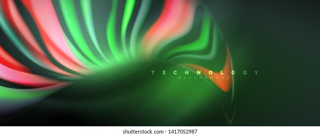 Olas de color fluido con efectos de luz, fondo abstracto vectorial, plantilla moderna