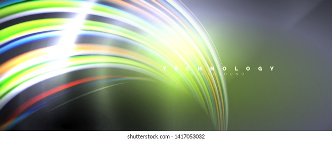 Olas de color fluido con efectos de luz, fondo abstracto vectorial, plantilla moderna